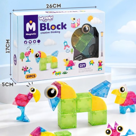 Woopie WOOPIE Klocki Magnetyczne 21el M Block Kreatywne Edukacyjne Prezent 3D
