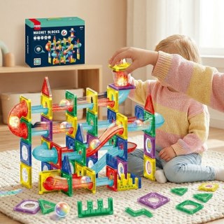 Woopie WOOPIE Klocki Magnetyczne Konstrukcyjne 3D Zestaw Edukacyjny Tor Kulkowy 105el.