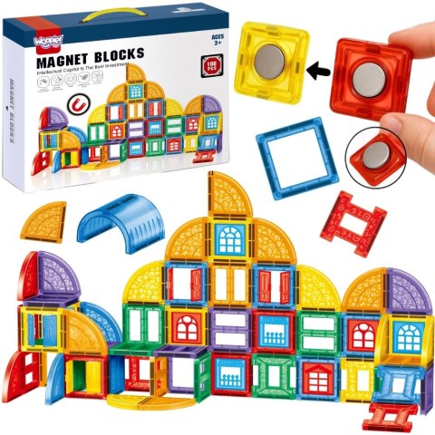 Woopie WOOPIE Klocki Magnetyczne Konstrukcyjne 3D Zestaw Edukacyjny Zamek 100el.