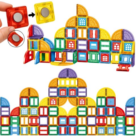 Woopie WOOPIE Klocki Magnetyczne Konstrukcyjne 3D Zestaw Edukacyjny Zamek 100el.