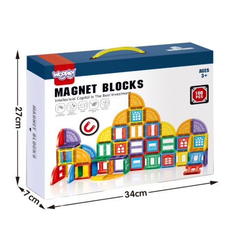 Woopie WOOPIE Klocki Magnetyczne Konstrukcyjne 3D Zestaw Edukacyjny Zamek 100el.
