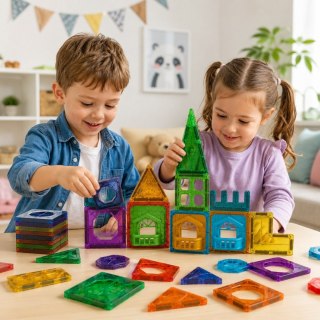 Woopie WOOPIE Klocki Magnetyczne Konstrukcyjne 3D Zestaw Edukacyjny Zamek 30el.