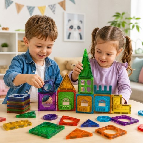 Woopie WOOPIE Klocki Magnetyczne Konstrukcyjne 3D Zestaw Edukacyjny Zamek 30el.