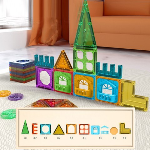 Woopie WOOPIE Klocki Magnetyczne Konstrukcyjne 3D Zestaw Edukacyjny Zamek 30el.
