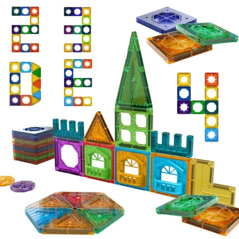 Woopie WOOPIE Klocki Magnetyczne Konstrukcyjne 3D Zestaw Edukacyjny Zamek 30el.