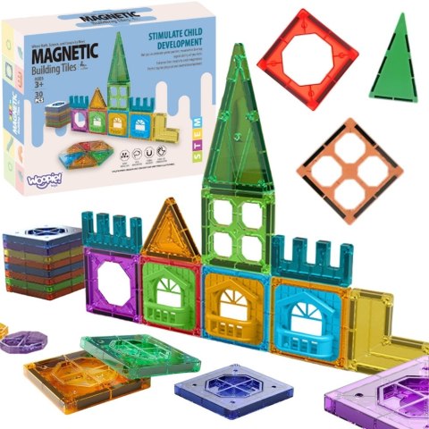 Woopie WOOPIE Klocki Magnetyczne Konstrukcyjne 3D Zestaw Edukacyjny Zamek 30el.