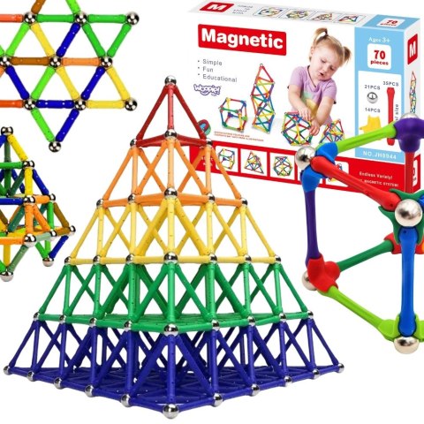 Woopie WOOPIE Klocki Magnetyczne Konstrukcyjne Układanka Kreatywna 70 el.