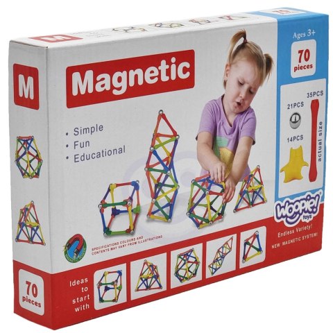 Woopie WOOPIE Klocki Magnetyczne Konstrukcyjne Układanka Kreatywna 70 el.