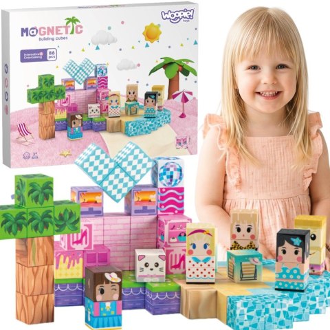 Woopie WOOPIE Klocki Magnetyczne Sześciany Magnesy 86el 3D Edukacyjne Układanka Zestaw Montessori dla Dzieci 3+