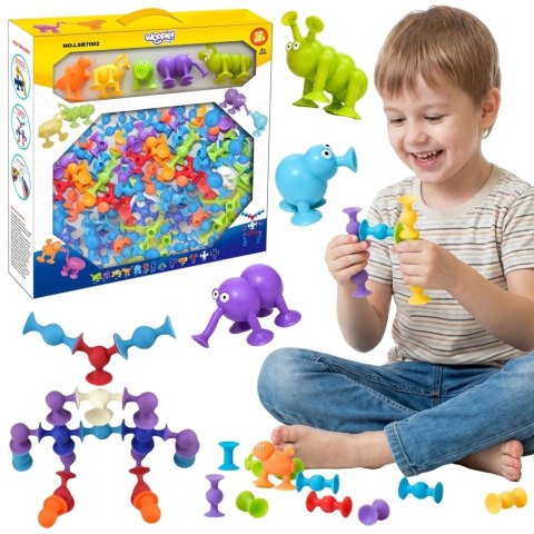 Woopie WOOPIE Klocki Przyssawki Zwariowane Zwierzaki 3D - Edukacyjny Zestaw Konstrukcyjny