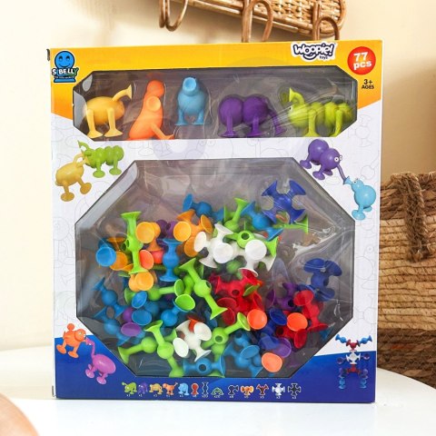 Woopie WOOPIE Klocki Przyssawki Zwariowane Zwierzaki 3D - Edukacyjny Zestaw Konstrukcyjny