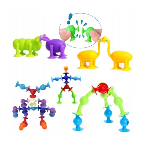Woopie WOOPIE Klocki Przyssawki Zwariowane Zwierzaki 3D - Edukacyjny Zestaw Konstrukcyjny