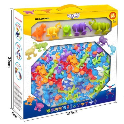 Woopie WOOPIE Klocki Przyssawki Zwariowane Zwierzaki 3D - Edukacyjny Zestaw Konstrukcyjny