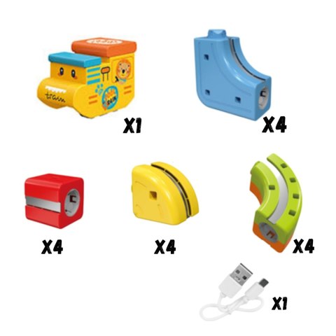 Woopie WOOPIE Magiczna Kolejka Kostkowa Klocki Konstrukcyjne Tor Antygrawitacyjny Magnetyczny 18el..