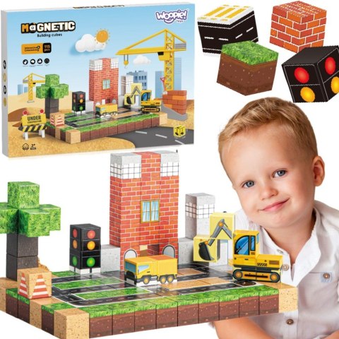 Woopie WOOPIE Magnetyczne Klocki Konstrukcyjne Plac Budowy 115 el.