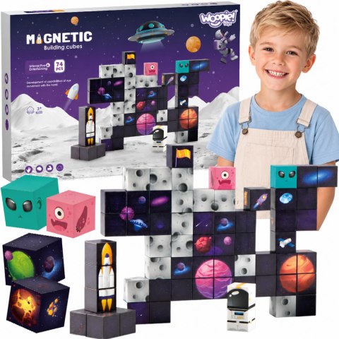 Woopie WOOPIE Magnetyczne Kostki Konstrukcyjne Kosmos 74 el.