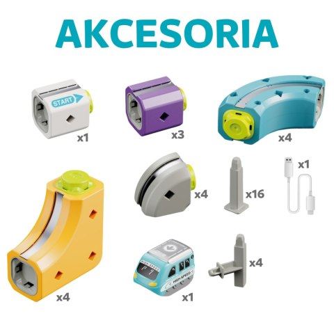 Woopie WOOPIE Zestaw Konstrukcyjny Magnetyczny Tor Kolejowy z Efektem Przyciągania 38 el.