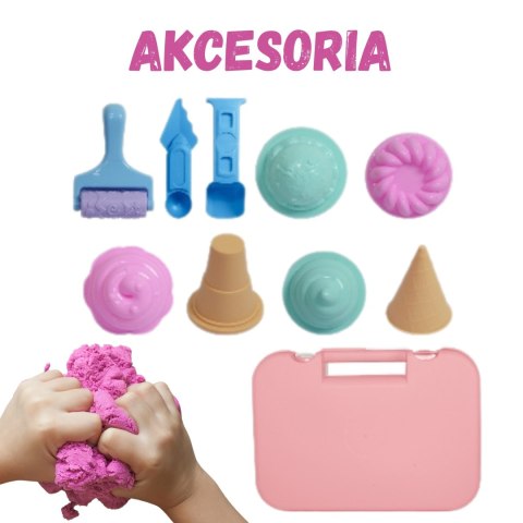 Woopie WOOPIE Zestaw Piasek Kinetyczny Lody w Walizce 1kg + Akcesoria