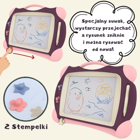 Woopie WOOPIE Znikopis Tablica Magnetyczna Kolorowa + 2 Stempelki Fioletowy