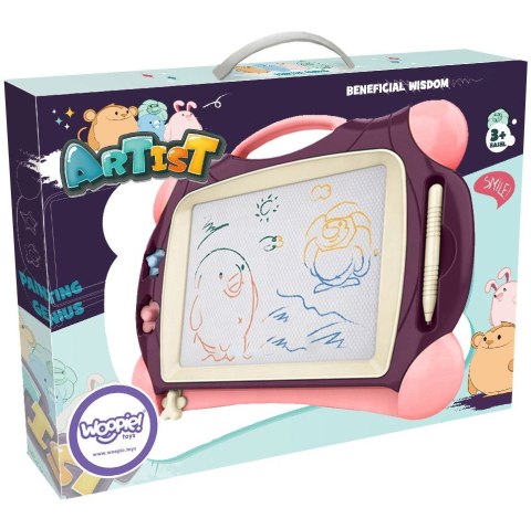 Woopie WOOPIE Znikopis Tablica Magnetyczna Kolorowa + 2 Stempelki Fioletowy