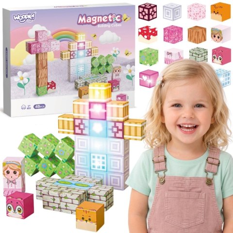 Woopie Woopie Klocki Magnetyczne Kostki 48 el Montessori Edukacyjna Układanka 3D