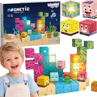 Woopie Woopie Klocki Magnetyczne Kostki 54 el Montessori Ocean Układanka Gra 3D