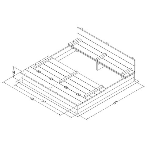 AXI AXI Piaskownica XXL Ella 150x150 z Ławeczkami Szara