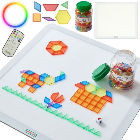Masterkidz MASTERKIDZ Kwadratowy Panel Świetlny LED Kolorowy + Klocki Montessori Mozaika 140 el.