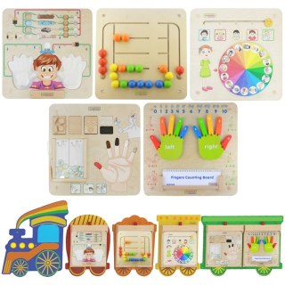 Masterkidz MASTERKIDZ Zestaw Tablic Pociąg 5w1 Tablica Sensoryczna Motoryczna Nauka Zmysłów i Emocji
