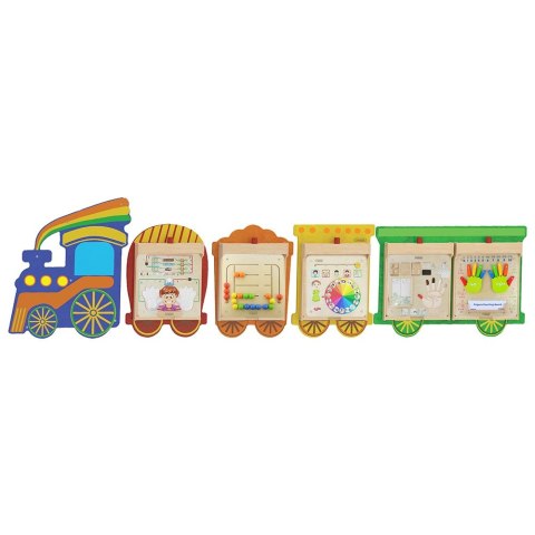 Masterkidz MASTERKIDZ Zestaw Tablic Pociąg 5w1 Tablica Sensoryczna Motoryczna Nauka Zmysłów i Emocji