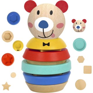 Tooky Toy TOOKY TOY Drewniana Układanka Piramidka Kształty Miś 11 el.