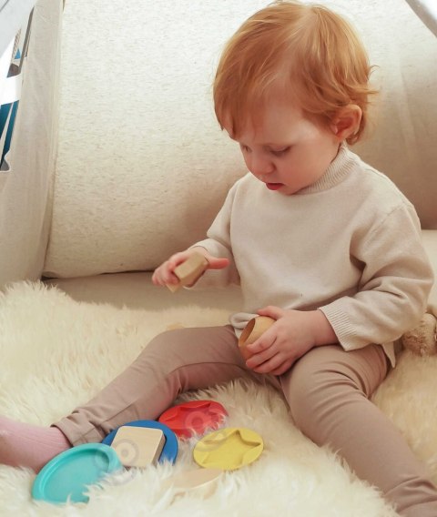 Tooky Toy TOOKY TOY Drewniana Układanka Piramidka Kształty Miś 11 el.