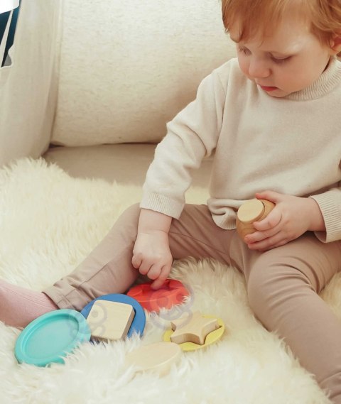 Tooky Toy TOOKY TOY Drewniana Układanka Piramidka Kształty Miś 11 el.