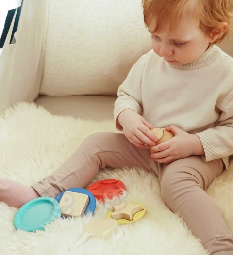 Tooky Toy TOOKY TOY Drewniana Układanka Piramidka Kształty Miś 11 el.