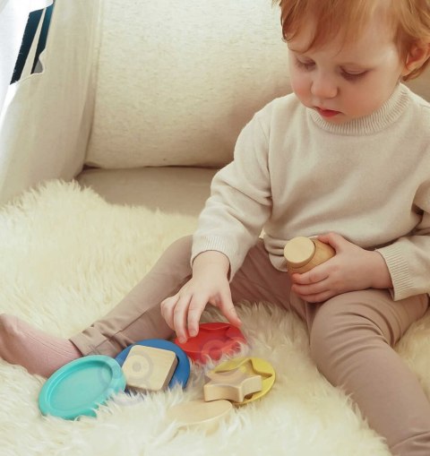 Tooky Toy TOOKY TOY Drewniana Układanka Piramidka Kształty Miś 11 el.