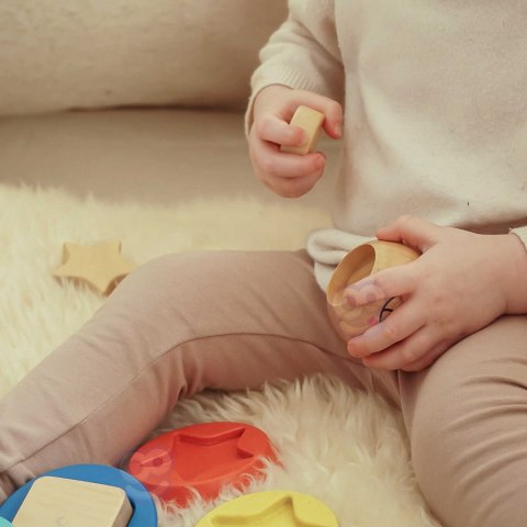 Tooky Toy TOOKY TOY Drewniana Układanka Piramidka Kształty Miś 11 el.