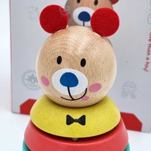 Tooky Toy TOOKY TOY Drewniana Układanka Piramidka Kształty Miś 11 el.