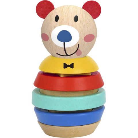 Tooky Toy TOOKY TOY Drewniana Układanka Piramidka Kształty Miś 11 el.