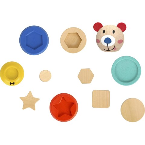 Tooky Toy TOOKY TOY Drewniana Układanka Piramidka Kształty Miś 11 el.