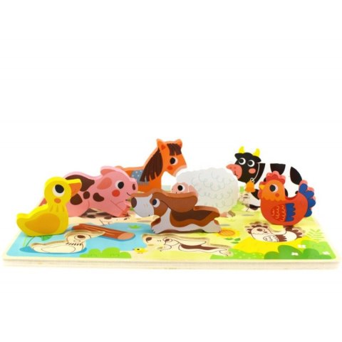 Tooky Toy TOOKY TOY Drewniane Puzzle Montessori Zwierzątka Farma Dopasuj Kształty