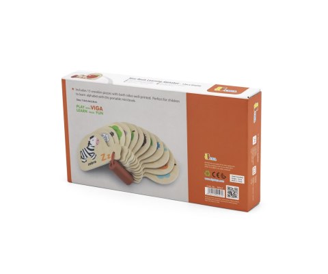 Viga Toys VIGA Drewniana Książeczka do Nauki Alfabetu i Angielskiego Montessori