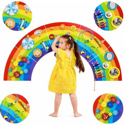 Viga Toys VIGA Drewniana Tablica Sensoryczno-Manipulacyjna EDU Tęcza Certyfikat FSC