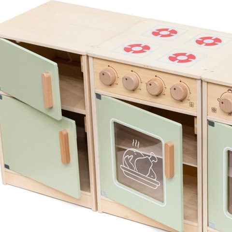 Viga Toys VIGA PolarB Drewniany Zestaw Kuchenny XL Pralka Kuchenka Zmywarka - Zielony