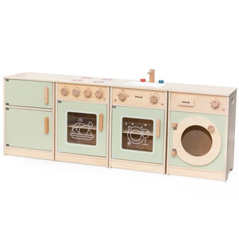 Viga Toys VIGA PolarB Drewniany Zestaw Kuchenny XL Pralka Kuchenka Zmywarka - Zielony