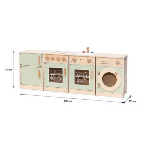 Viga Toys VIGA PolarB Drewniany Zestaw Kuchenny XL Pralka Kuchenka Zmywarka - Zielony