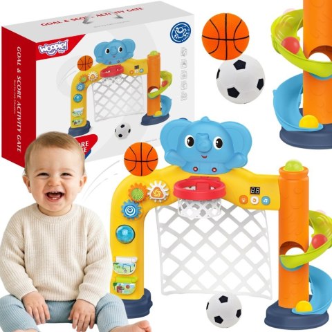 Woopie Baby WOOPIE BABY Interaktywne Centrum Sportowe 2w1: Bramka i Kosz ze Słonikiem