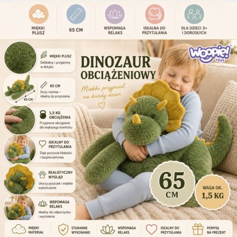 Woopie WOOPIE Pluszak Obciążeniowy Dinozaur Antystresowy Sensoryczny Ciężkomiś Przytulanka 65cm 1500g