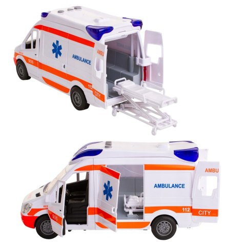 WOOPIE Pogotowie Karetka Ambulans Nosze w Zestawie + Sygnały Dźwiękowe I Świetlne