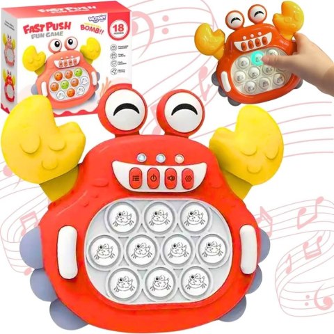 WOOPIE Gra POP IT Elektroniczna Antystresowa Zręcznościowa Krab Czerwony