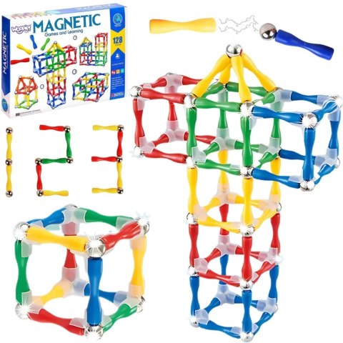 WOOPIE Klocki Magnetyczne Konstrukcyjne 3D 128 el. XXL